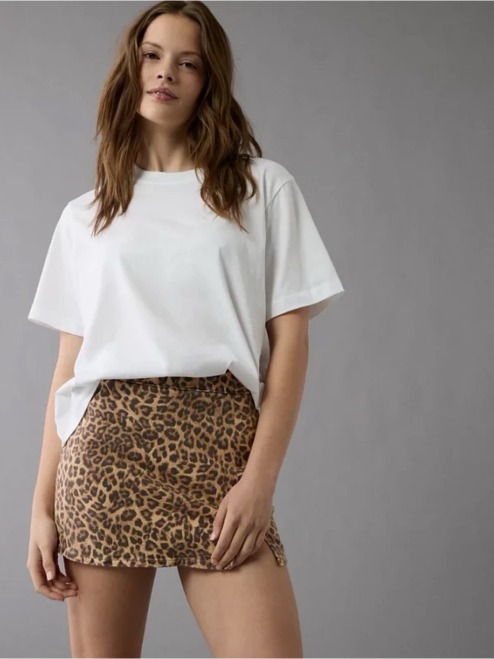American Eagle Leopard Print Mini Skirt - Brown